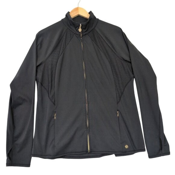 Lilly Pulitzer Tennison Luxletic Jacket Womens XL Black Full Zip Athletic Gym - Picture 2 of 14